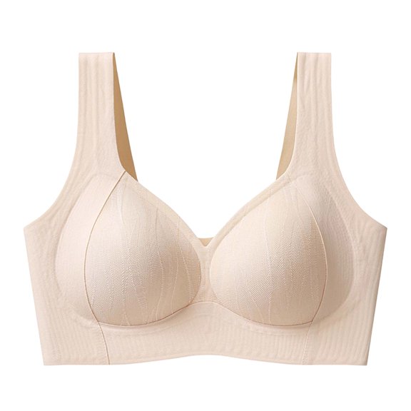 Squevariel Women Push Up Bra Solid Color Lightweight Bra Wireless Wide Strap Breathable Everyday Bra