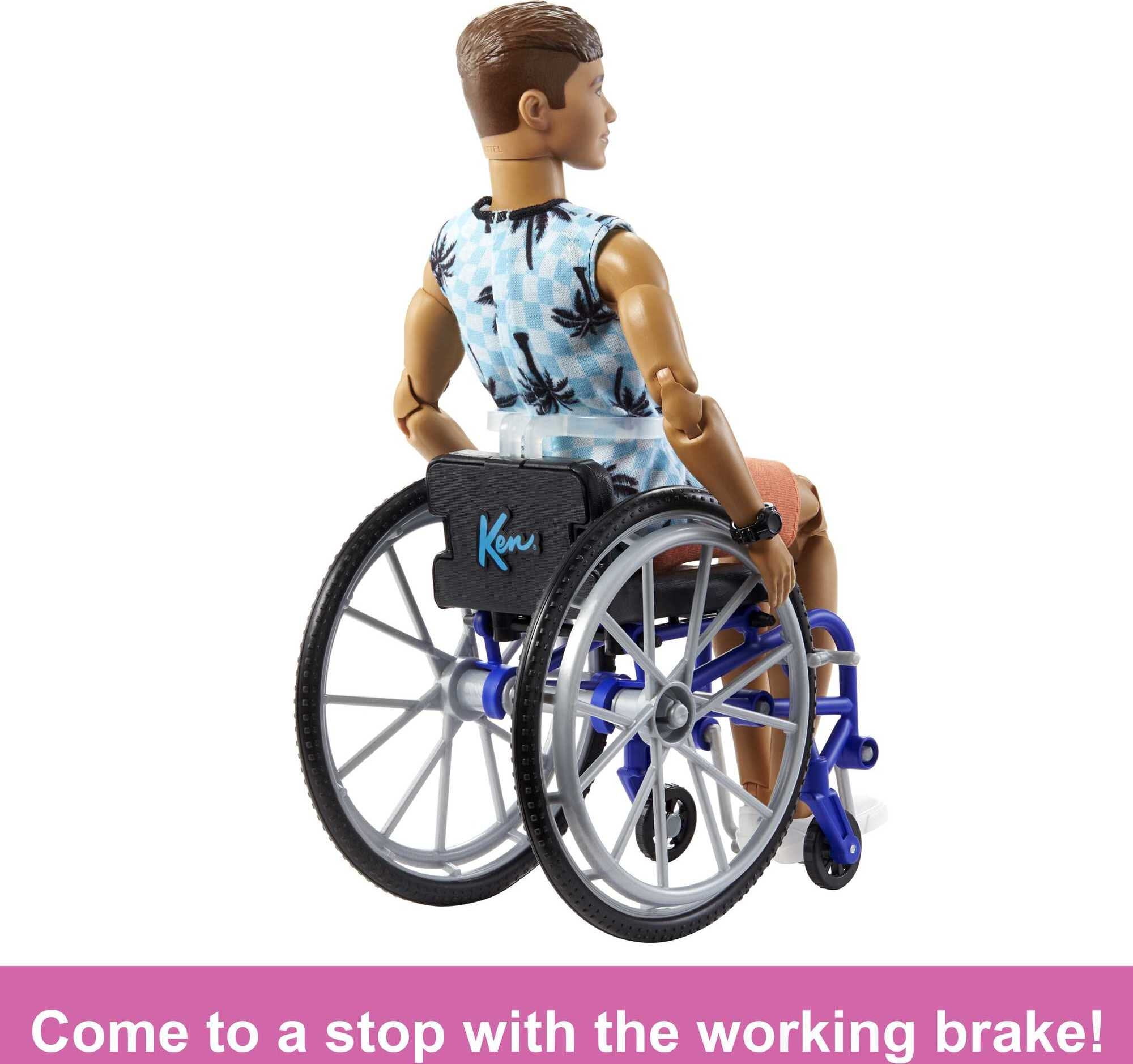 Barbie Ken Fashionistas Doll #195 with Wheelchair and Ramp, Beach Shirt and Accessories