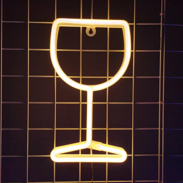 Wine Glass Sign USB Or 3 AA Battery Powered Light LED Table Decoration Bedroom Wall Decoration Birthday Gift Wedding Business Gift
