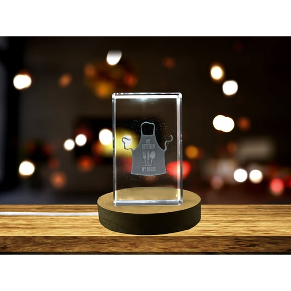 My Kitchen My Rules 3D Engraved Crystal 3D Engraved Crystal Keepsake/Gift/Decor/Collectible/Souvenir