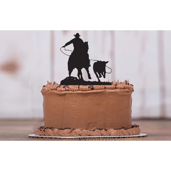 Acrylic Cake Toppers, Calf Roping Cake Topper, Rodeo, Party Decor, Farm Living, Country Western, Cake Toppers, Birthday Party, Cake Decorations, Keepsake