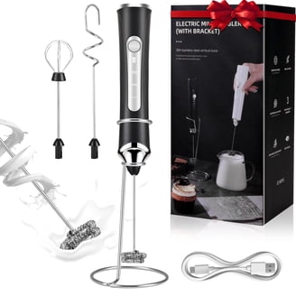Freebala Handheld Electric Milk Frother – USB Rechargeable, 3 Speeds, 2 Heads For Coffee, Latte, Eggs & More