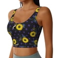 thumbnail image 2 of Fotbe Sunflowers Pattern Womens' Sports Bra Longline Wirefree Padded with Medium Support Sports Moisture-Wicking Workou Vest,Tank Top-, 2 of 9