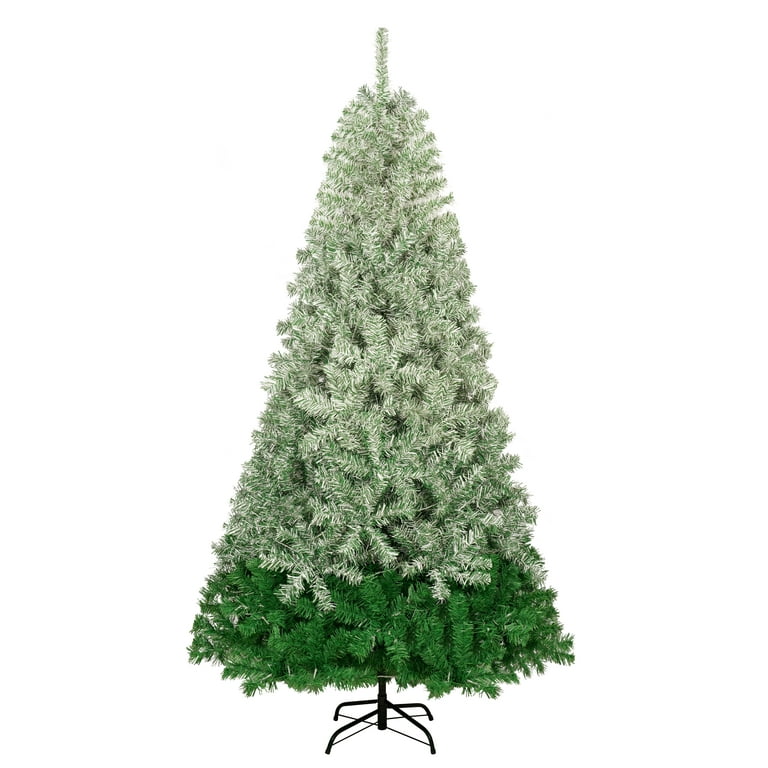 Pre-lit Artificial Christmas Trees, Seizeen 7.6FT Lighted Green Xmas Tree  W/ Lights, DIY Decor Trees with Remote Control for 8 Llight Modes, Indoor