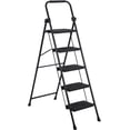 thumbnail image 2 of Ourlova Foldable 5 Step Heavy Duty Metal Ladder with Safety Lock, Wide Non-Slip Pedals and Handrails, Portable Collapsible Step Stool for Home, Office, Outdoor, 2 of 8