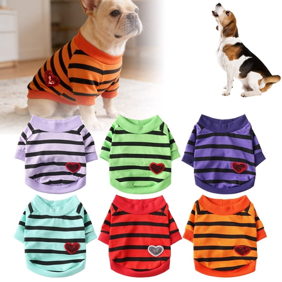 ibiyuan Dog Sweaters For Small Dogs Striped Dog Clothes Medium Dogs T Shirts Boston Bulldog Sweatshirt