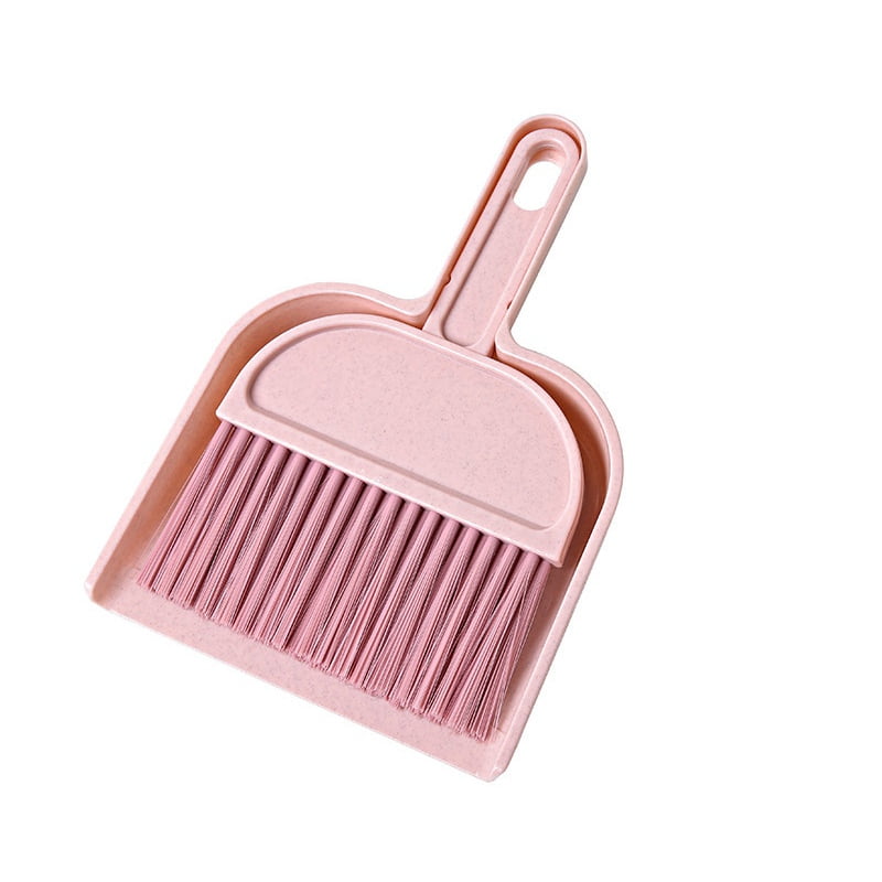 Broom and Dustpan Set Small Sofa Dustpan and Brush Set Mini Dust Pan Pink for Floor Desk Keyboard and Car Pink