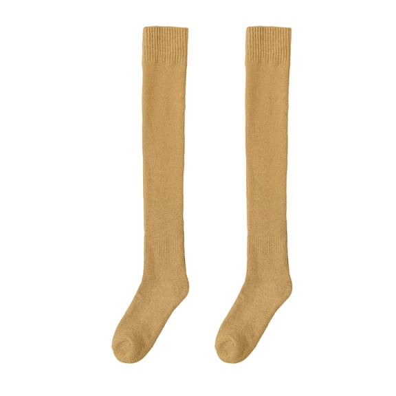 Mosey 1 Pair Winter Stockings Over Knee Length Elastic Anti-slip Thick Warm Solid Color Soft Breathable Anti-shrink Thermal Lady Long Socks