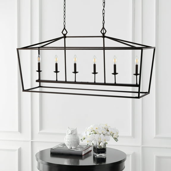 SAFAVIEH Prener 6 Light Industrial Pendant, Bronze Black