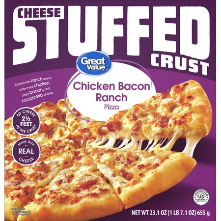 Great Value Stuffed Crust Chicken Bacon Ranch Sauce Pizza, 23.1 oz (Frozen)