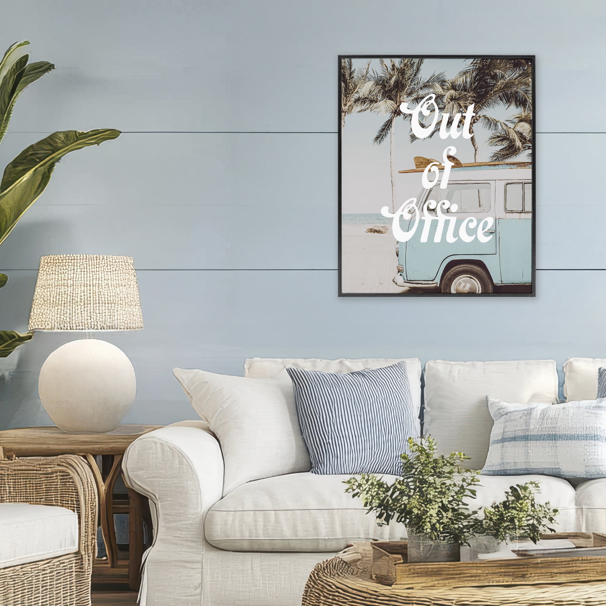 Stupell Industries Retro Out Of Office Beach Black Framed Giclee Art, design by Lil' Rue