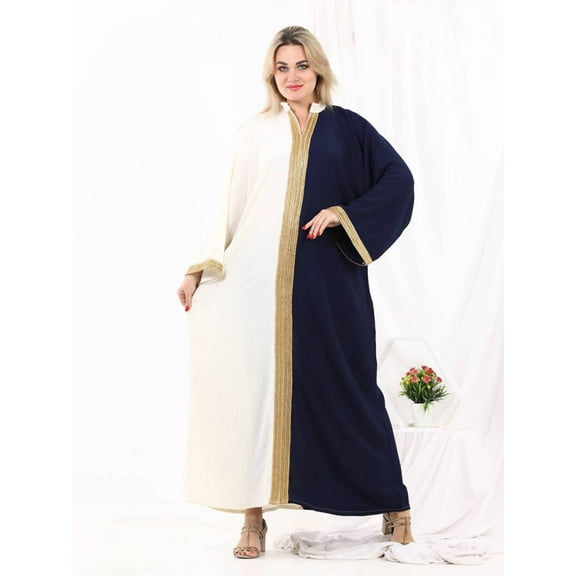 Luxurious Navy Blue linen/cotton caftan, chic caftan, Summer Kaftan, Egyptian cotton.