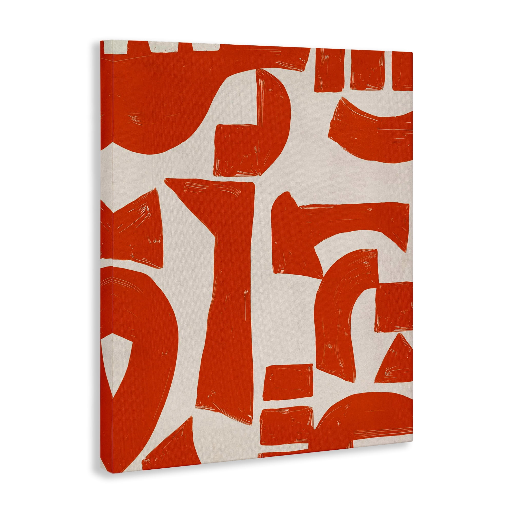 Stupell Industries Red Asymmetrical Shapes Abstract Painting Wrapped Canvas Art Print Wall Art, 24 x 30
