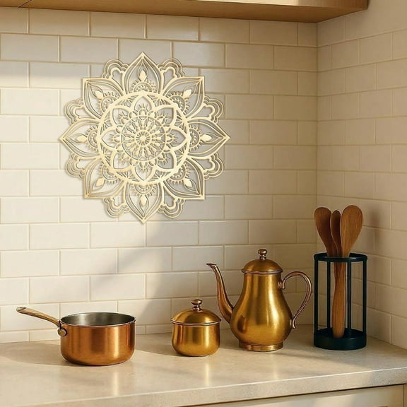 Gold Metal Wall Art Decor Mandala Design Hanging Decor for Bedroom Living Room Office Wall Decor Unique Halloween Christmas Housewarming Birthday Graduation EID Gift Idea - Halloween Christmas Decor