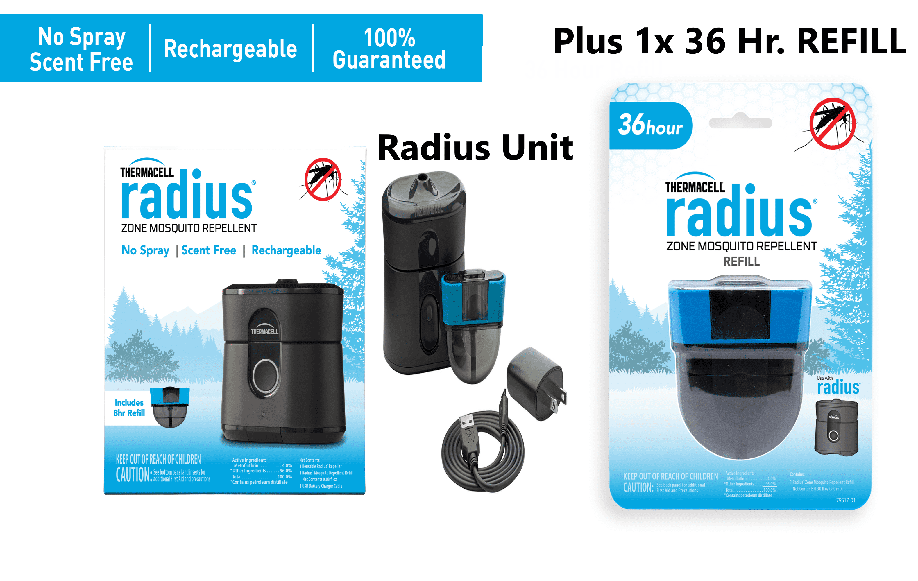 Thermacell Radius 2.0 Zone Mosquito Repeller (Rechargeable) with EXTRA