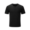 thumbnail image 2 of Kaemgyyd Men's Henley Shirts Vintage Short Sleeve Button Soft Tops Fashion Casual Basic Solid Color Tee 2025 Spring, 2 of 7