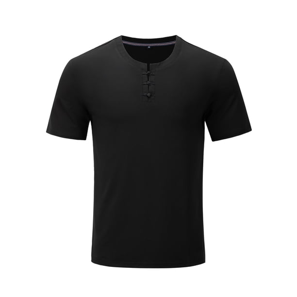 Playeras Elvqul de Hombre Liso Manga Corta Economicas Cuello Redondo Negro