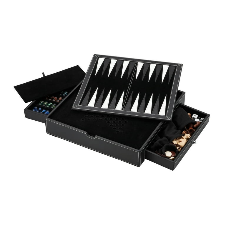 Main Street Classics 5-in-1 Game Set, Chess, Checkers, Backgammon