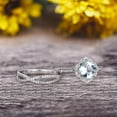 thumbnail image 3 of 10k White Gold 1.75 Carat Cushion Cut Aquamarine Engagement Rings With Twisted Wedding Band Diamonds Halo Design Art Deco, 3 of 5