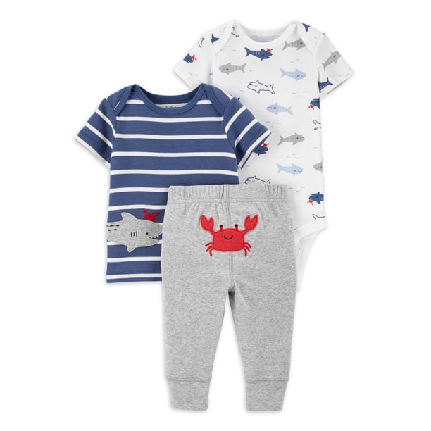 Carter's Child of Mine Baby Boy Short Sleeve Shirt, Bodysuit and Pant