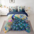 thumbnail image 2 of Feelyou 3D Peacock Animal Twin Bedding Sets 7-Piece, Western Flower Floral Bedding Comforter Set, Vintage Art Fashion Reversible Sheet Sets, Ultra Soft Bedroom Decor, 2 of 7