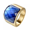 thumbnail image 3 of 19mm Crystal Mens 18K Gold Plating Band Engagement Titanium Steel Ring Size 7-12, 3 of 4