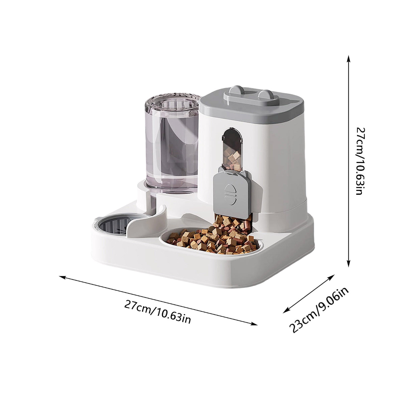 Gravity Cat Feeder and Water Dispenser, 2 in 1 Automatic Cat Feeder, Large Capacity Self Feeding for Small Medium Dog Puppy Kitten (Pink)