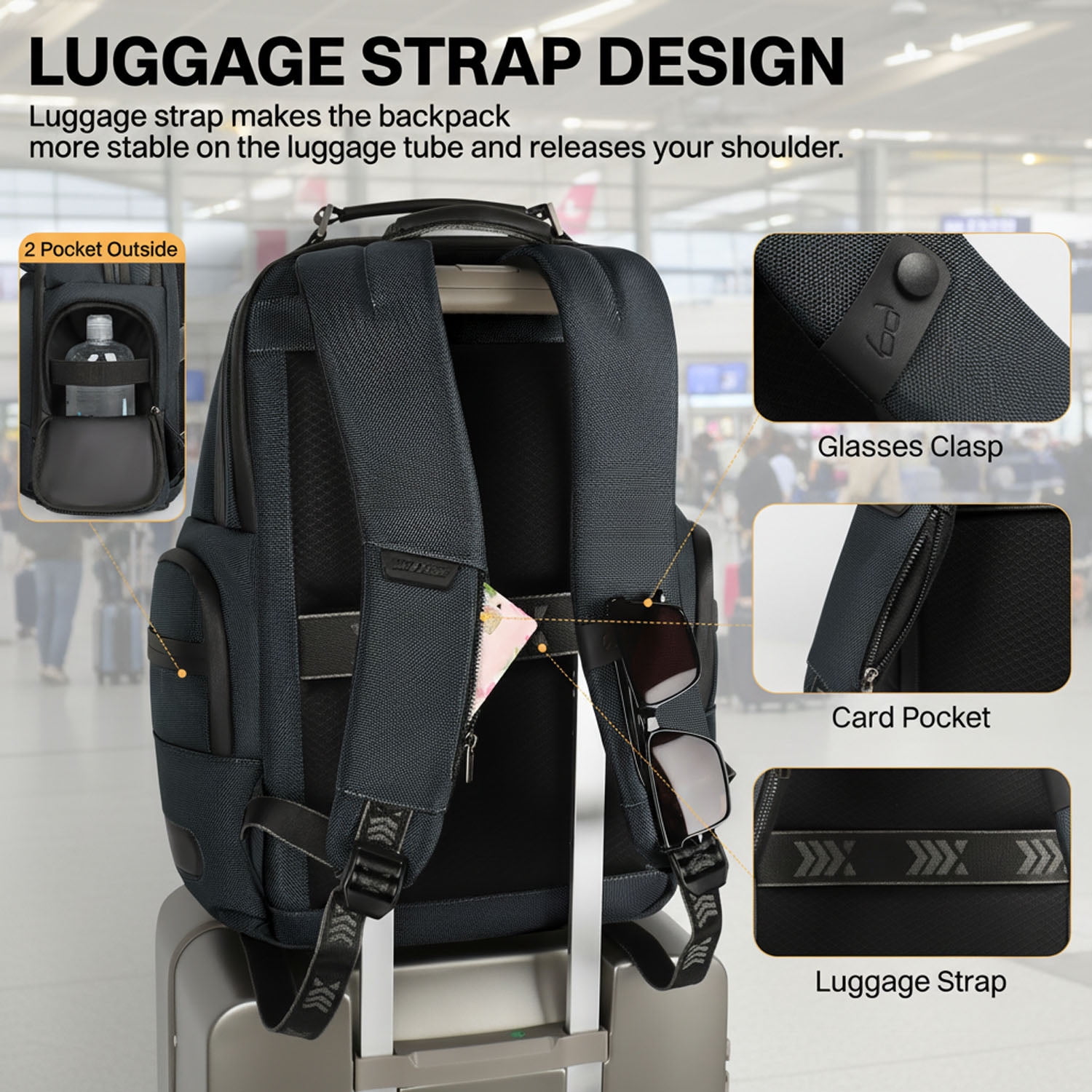 Laptop Backpack for Men Carry On Business Travel Backpack Large Casual Work Daypack Computer Bag Fits 15.6" Laptop, Gray, B00492
