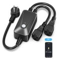 thumbnail image 1 of 2 in 1 Outdoor Smart Dimmer Plug, Smart WiFi Plug with 2 Control Sockets, 500W, Compatible with Alexa & Google Home, IP55 Waterproof Dimmer Plug, Indoor Outdoor Dimmer for String Lights, 1 Pack Black, 1 of 5