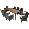 thumbnail image 7 of 9 Piece Outdoor Dining Set with 8 Chairs, Patio Wicker Dining Table Chairs Conversation Set with Seat Cushions and Acacia Wood Top Table, 7 of 7