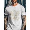 thumbnail image 3 of Men's T-Shirt ROCK ROLL STORNG Gold Bald Eagle Short Sleeve Casual Tee Classic Crew Neck T-Shirt for Men, White M, 3 of 7