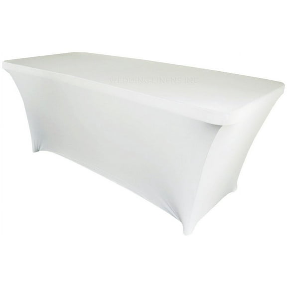 Wedding Linens Inc. (200 GSM) Premium 6 FT Rectangular Spandex Stretch Fitted Table Cover Tablecloths - Platinum