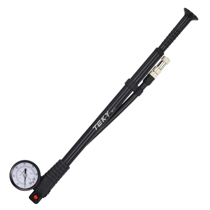 Portable HighPressure 300PSI Bike Fork Pump with Barometer Gauge Rear