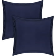 Vedanta Home Collection Square European Pillow Shams Euro 24x24 Set of 2 Navy Blue Euro Sham 600 Thread Count 100% Natural Cotton