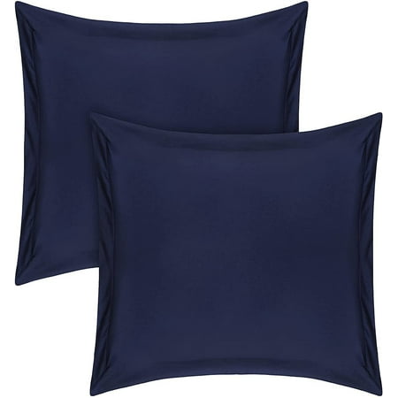 Vedanta Home Collection Square European Pillow Shams Euro 24x24 Set of 2 Navy Blue Euro Sham 600 Thread Count 100% Natural Cotton