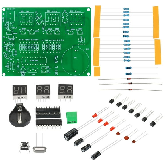 Soldering Practice Board, 1 Set Electronics Kit Prototype PCB Board DIY Alarm Clock Welding Circuit, 12V