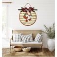 thumbnail image 4 of Christmas Sign Front for Door Decoration, 12 in Round Wood Wreaths Wall Hanging Outdoor, Farmhouse, Porch, for Spring Summer Fall All Seasons Holiday Christmas, 4 of 5