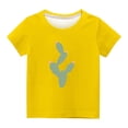 thumbnail image 4 of Lilgiuy Little Girls Short Sleeve Shirts Cute Crew Neck Solid Color Carrot Print Summer Soft Cozy Pollover Tee Top for Hawaiian Pool Seaside(Yellow,5-6 Years), 4 of 4