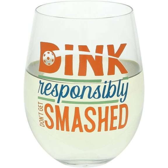 Pavilion – Pickleball – 18 oz Stemless Wine Drinking Glass Humorous Funny Novelty Gift
