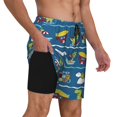 thumbnail image 2 of Balery Dinosaur on the Beach Vacation Bañador para hombre, shorts de playa de secado rápido con entrepierna y forro de compresión-3X-Large, 2 of 6