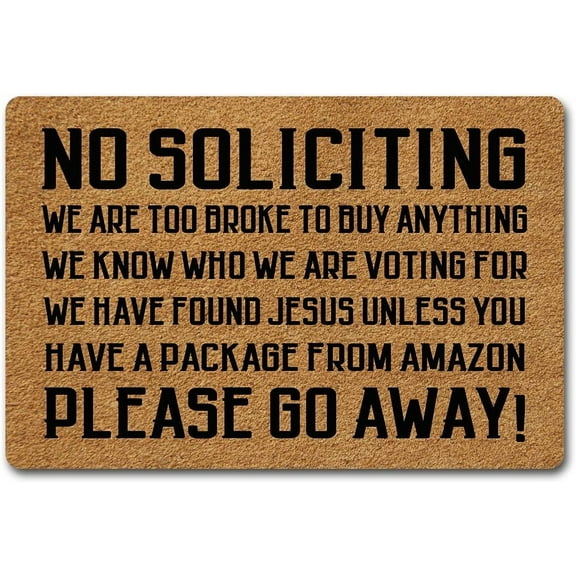 No Soliciting Please Go Away Mats for Front Door Entry Front Porch Doormat Non-Slip Carpet Rugs Floor Mat Decorative for Home Bathroom Kitchen Indoor 16x24 Inch