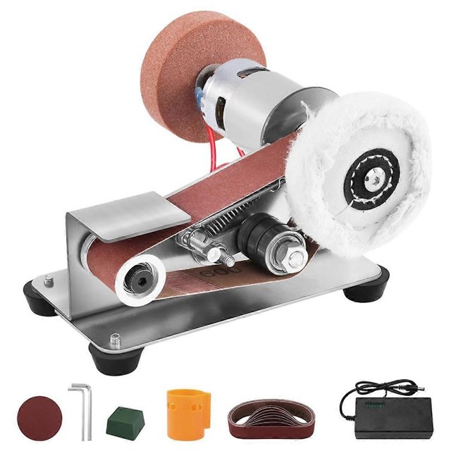 US Plug,Mini Belt Sander-Power Belt ,Small Bench Belt Sander Machine,7 Gear Adjustable Speed Electric Belt Sander