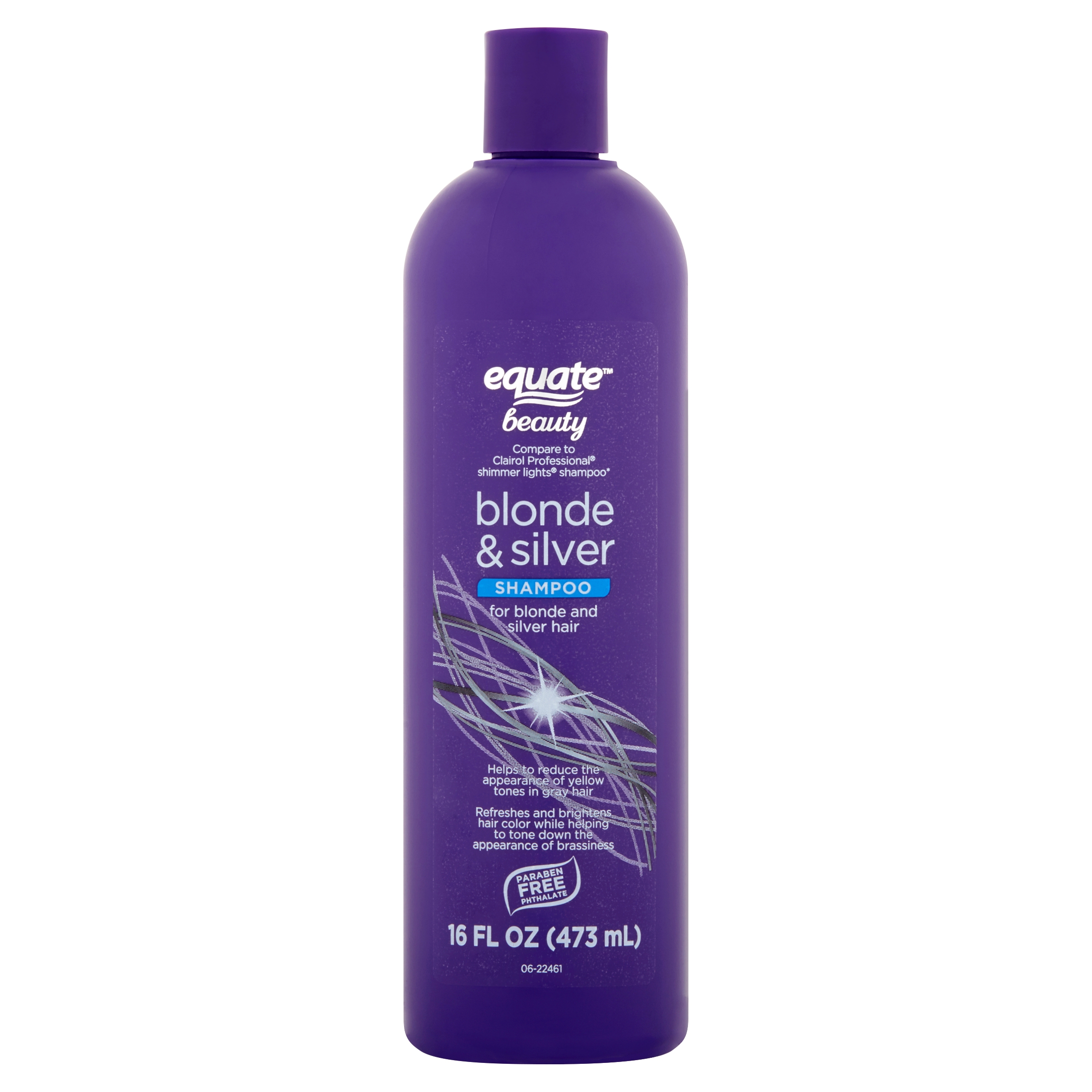 Equate Blonde & Silver Shampoo for Hair Care of Blonde and Silver Hair, 16 fl oz, Compare to Clairol Professional® Shimmer Lights® Shampoo