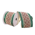 thumbnail image 1 of Vickerman Q222752 Ruban de Noël 4 Po x 5 Yards Vert avec Bijoux Rouges Bord Filaire, 1 of 2