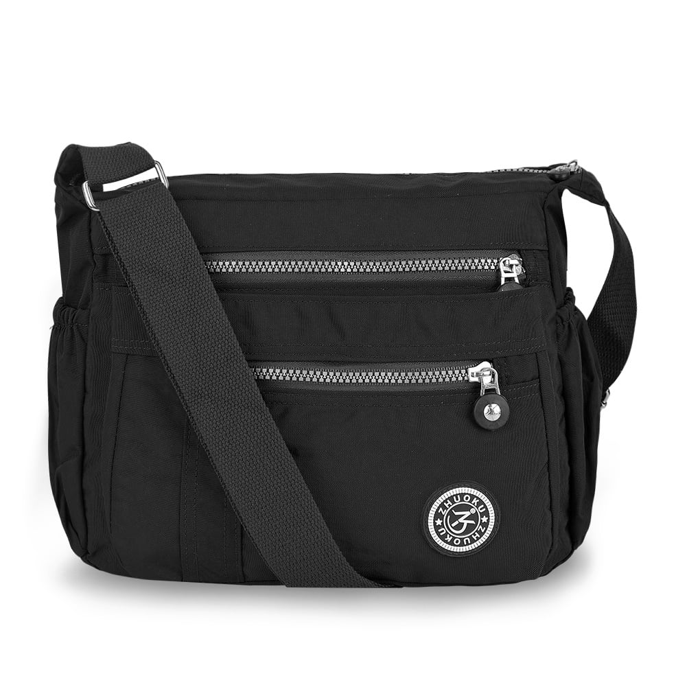 Nylon Shoulder Messenger Crossbody Bag Women Satchel Handbag Multi Zipper Pocket 