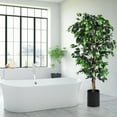 thumbnail image 3 of Costway 6 Ft Artificial Ficus Silk Tree Home Living Room Office Decor Wood Trunks, 3 of 9