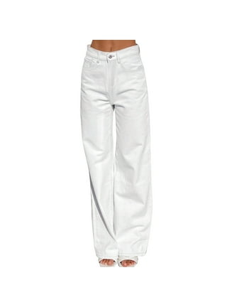 Land of Nostalgia White Flare Bell Bottoms Lace Up Women's Sexy Denim Long  Jeans