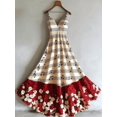 thumbnail image 3 of Multicolor Womens Music Note And 3D Rose Print V-Neck Sleeveless Slip Dress With High-Low Hem, 3 of 3