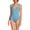 Washed Blue Silver, variant on Women's Chorine Resistant Tie Shoulder V-neck High Leg One Piece Swimsuit