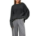thumbnail image 2 of YHAJDS Women Winter Oversized Sweatshirt,women's long sleeve tops Womens Sweatshirts Blouse Coat Long Sleeve Hooded Blouse Sweatshirt for Womens Solid Color Loose Round Neck Pullover Sweater, 2 of 4